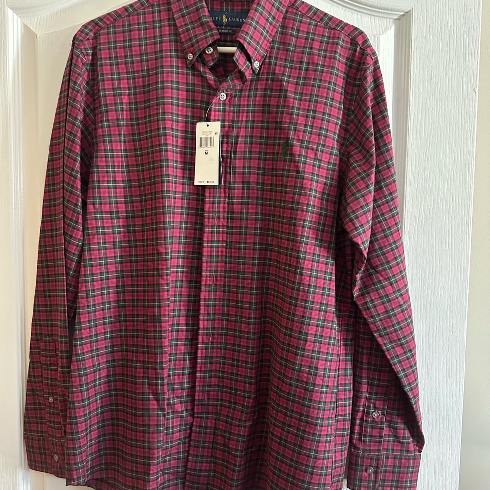 Polo Ralph Lauren Men's Red and Green Plaid Shirt